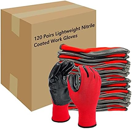 Evridwear Nitrile Coated Work Gloves for Men & Women