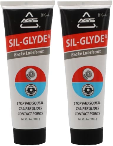 AGS SIL-Glyde 4 oz Tube Silicone Based Brake Assembly Lubricant for Eliminating Disc Brake Squeal - Moisture Proof, Heat Resistant, Rust and Corrosion Protector (Pack of 2)