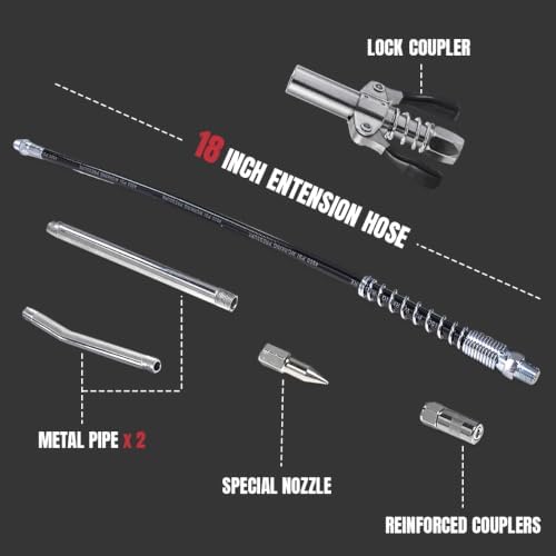 Thorstone 7000PSI Heavy Duty Pistol Grip Grease Gun Kit, 14oz, 7PCS