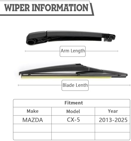 Rear Windshield Wiper Arm & Blade for Mazda CX-5 CX5 2013-2025