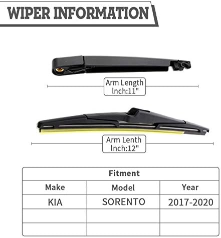 Rear Windshield Wiper Arm & Blade Assembly for KIA Sorento 2016-2020