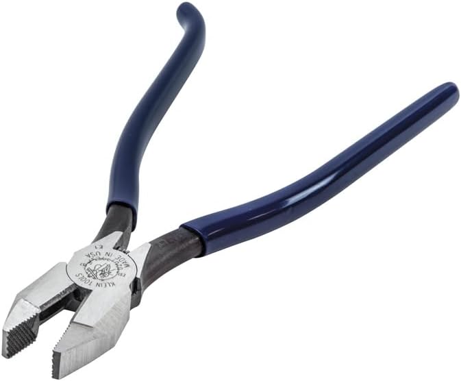 Klein Tools D201-7CST Ironworker Pliers, Spring Loaded Side Cutters, Twists and Cuts Annealed Rebar Tie Wire, Heavy-duty Knurled Jaws, 9-Inch Long
