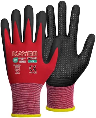 KAYGO MicroFoam Nitrile Coated Work Gloves, Non-Slip Micro-Dots, KG19N