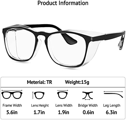 Feaglo Safety Glasses, Anti Fog Safety Goggles for Women Men, Blue Light Blocking Stylish Eye Protection Glasses Side Shield