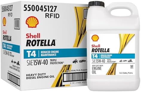 Shell Rotella T4 Triple Protection 15W-40 Diesel Engine Oil, 2.5 Gallon (2 Pack)