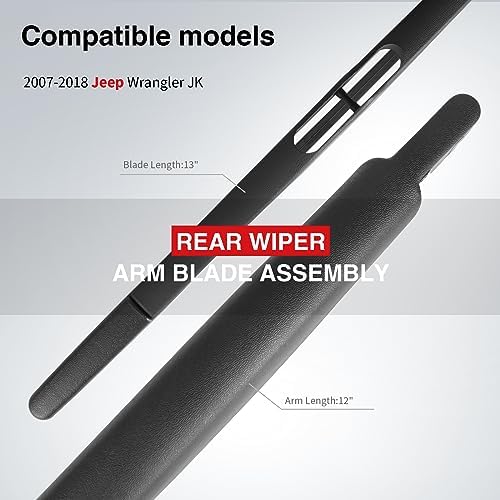 OTUAYAUTO Rear Windshield Wiper Arm Blade Assembly - Replacement for Jeep Wrangler JK 2007-2017 OEM 68002490AB