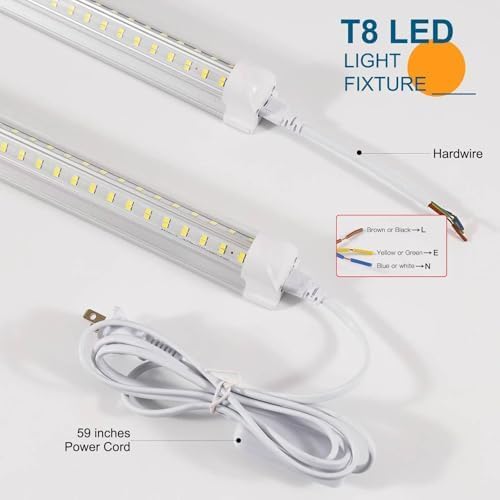 AQIQUUT 3FT Lights 36W 6500K 5000LM Daylight,Foot Led Shop Lights 110V Linkable Clear Cover Integrated V-Shape for Shop Garage Warehouse Workshop Commercial Bay Lighting(2-Pack)