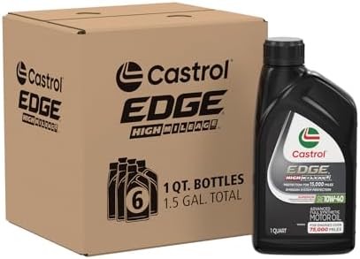 Castrol EDGE High Mileage 10W-40 Advanced Full Syn Motor Oil, 1 Qt, 6 Pack