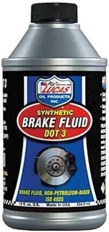 Lucas Oil Brake Fluid, DOT 3, Synthetic, 12 oz Bottle, Each