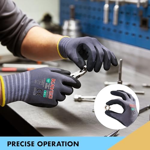 KAYGO MicroFoam Nitrile Coated Work Gloves, Non-Slip Micro-Dots, KG19N