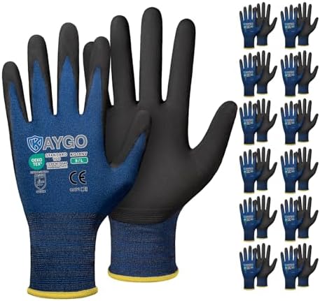 KAYGO Safety Work Gloves, MicroFoam Nitrile Coated, Men Women,KG18N