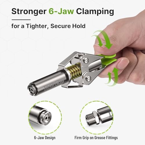TaskStar 12000 PSI Grease Gun Coupler, Quick Release & 6-Jaw Secure Lock
