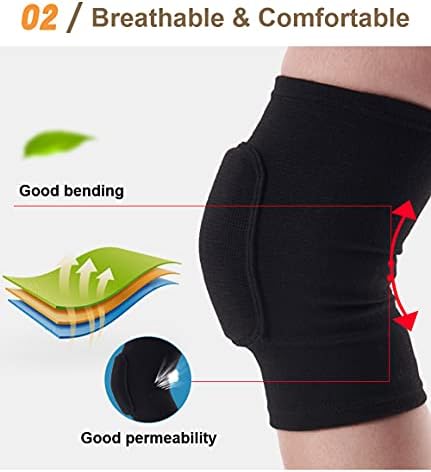SUJAYU Knee Pads for Women, Dance Knee Pads Wrestling Knee Pads Basketball Knee Pads Volleyball Knee Pads for Women, Knee Protector Soft Knee Pads for Work (Black, M)