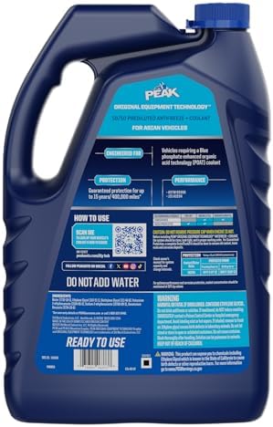 PEAK OET Extended Life Blue 50/50 Prediluted Antifreeze/Coolant for Asian Vehicles, 1 Gal.