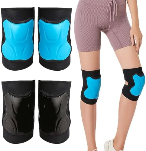 Knee Pads for Men Women, Adjustable Flexible Knee Padding, Blue L (1 Pair)