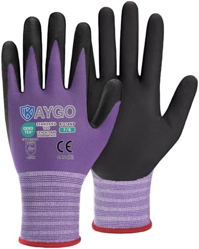KAYGO Safety Work Gloves, MicroFoam Nitrile Coated, Men Women,KG18N