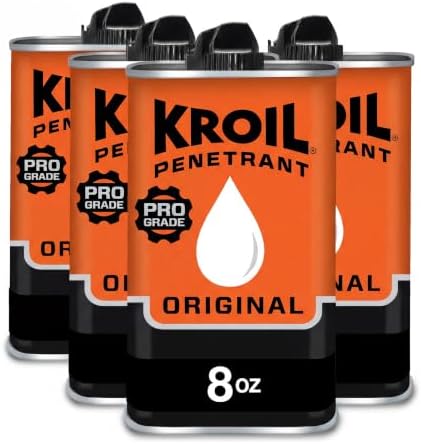 Kroil Original Penetrant - Rust Penetrating Lubricant - Corrosion Inhibitor Oil for Chains, Hinges & Stuck Metal Parts - Home & Industrial Use - Drip Can - 8 oz - 4 Pack (AZKL081C4)