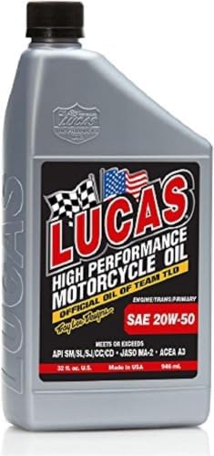 Lucas Oil 10700 SAE 20W-50 Motorcycle Oil - Gray, 1 Quart (32 Ounces) (Pack of 5)