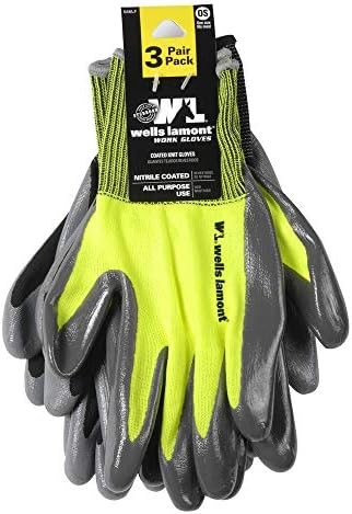 Wells Lamont Men's Smooth Nitrile Coated Grip Work Gloves, 3-Pack, Medium