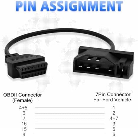 OBD Adapter for Ford 7 Pin Obd1 to OBD2 16 Pin Cable Connector