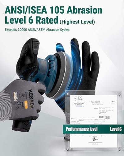 Kebada W2 Touchscreen Safety Work Gloves for Men & Women, 6 Pairs
