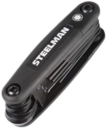 Steelman Portable Folding Hex Key Wrench Metric Multi-Tool, Set Includes 1.5, 2, 2.5, 3, 4, 5, 6, and 8mm Sizes, Chamfered Ends, Steel, Corrosion-Resistant Black Oxide Coating (Case of 6)