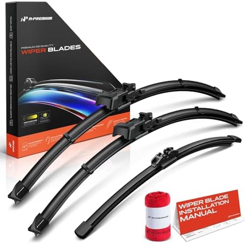 A-Premium 19"+20"+11" Windshield Wiper Blades with Wear Indicator & Towel