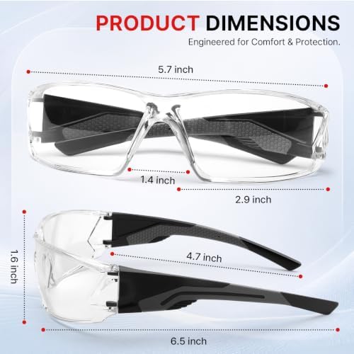 30 Pack Clear Safety Glasses for Men Bulk, Wrap Around Eye Protection