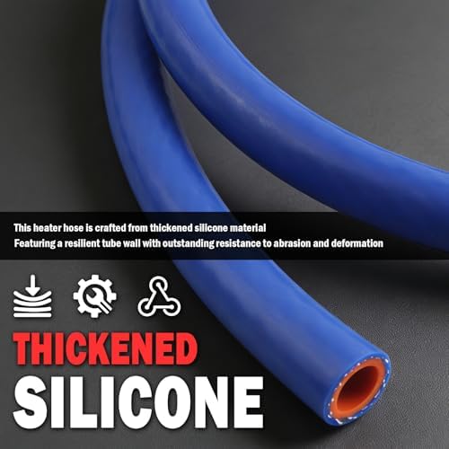 5Ft x 1/2" ID Silicone Heater Hose,Reinforced High Temp Silicone Hose Kit with 5 Clamps,Flexible Coolant Radiator Vacuum Line for Engine Coolant/Antifreeze/Air/Water
