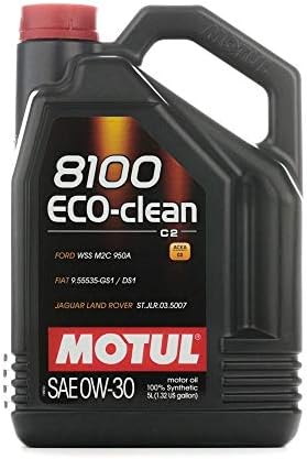 Motul 8100 ECO-clean 0W-30 Motor Oil – 100% Synthetic Engine Oil, ACEA C2 Mid SAPS, Low Emissions Formula, for Modern Engines with DPF & Catalytic Converters – 5 Liter