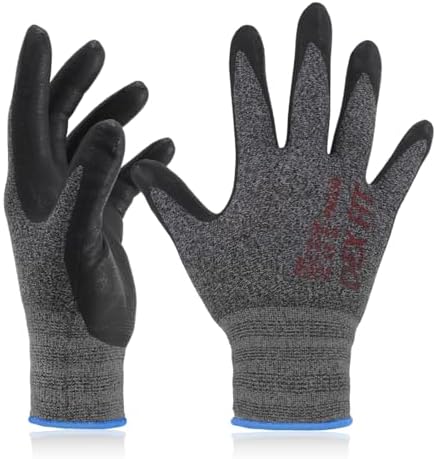 DEX FIT Nitrile Work Gloves FN330, 3D Comfort Fit, Touchscreen Grip Gloves for Warehouse, Construction, Package Handling, Delivery & General Work, Men & Women, BlackGray, L, 3 Pairs