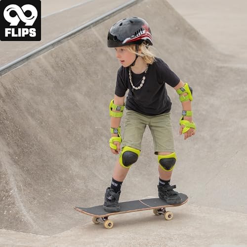 99FLIPS Knee Pads for Kids 3-12 Years [6pc] - Skating Protective Gear