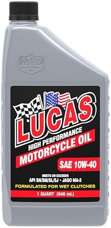 Lucas Oil 10767 High Performance Conventional SAE 10W-40 Motorcycle Oil - 1 Quart