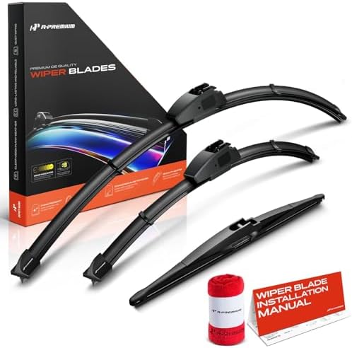 A-Premium 26"+14"+13" Windshield Wiper Blades with Wear Indicator & Towel