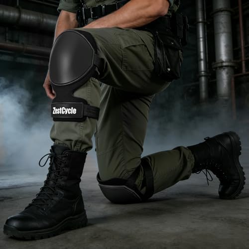 Tactical Knee Pads for Work, Hunting, Construction, Gardening, Paintball w/Foam Padding, Hard Shell & Adjustable Straps (Black)