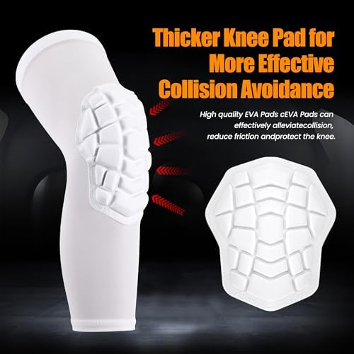Basketball knee pads, compression leg covers for teenagers and adults, wrestling knee pads, football volleyball, pickleball, weightlifting knee pads (1 pair) (White, Small)