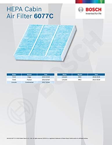 BOSCH 6077C HEPA Cabin Air Filter - 3 Layer Protection For A Healthier Ride