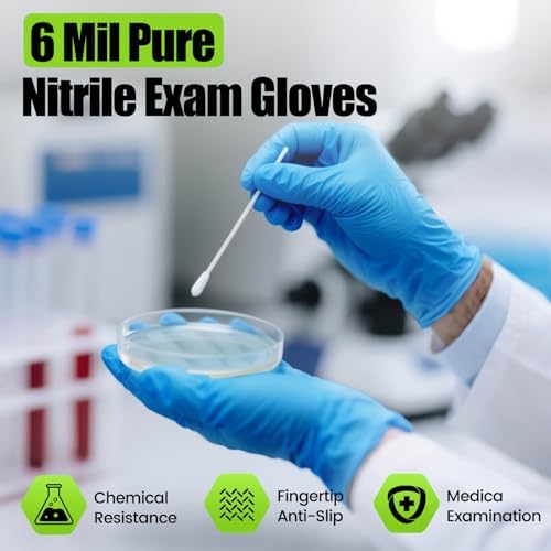 TREEGO Blue Nitrile Gloves, X-Large, 6 Mil Medical Exam Gloves, 100 Count