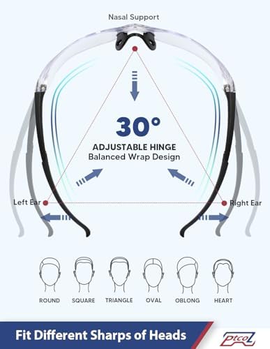 Safety Glasses 3 Pack Clear: ANSI Z87.1 Certified Anti-Scratch Polycarbonate Lens UV Protection for Construction & Cycling, Woodworking & Lab Lightweight Sofety Nose Pad Unisex