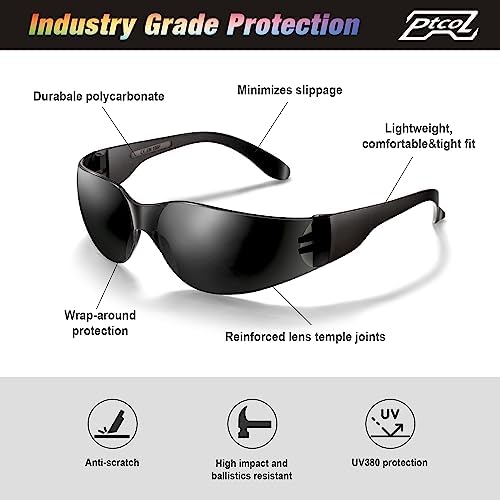 28 Pack Safety Glasses (Bulk Pack of 24+4) Unisex Black Tinted Anti-Scratch Protective Goggles Impact Resistant Lens Eyewear with ANSI Z87.1 Certified Perfect for Construction, Shooting and Laboratory