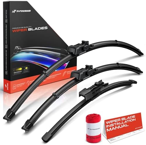 A-Premium 26"+19"+13" Windshield Wiper Blades with Wear Indicator & Towel