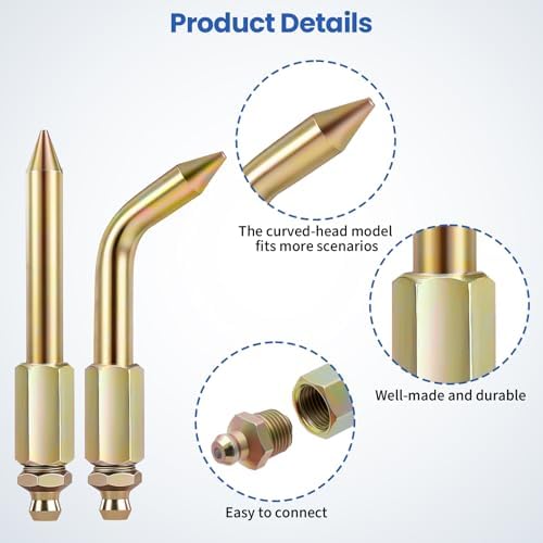 7PCS Grease Gun Needle Tips Accessories Kit Set Mini Needle Dispenser Rubber Joint Nipple Straight Nozzle Coupler Elbow Fittings Adapter Detachable Injector for Narrow Tight Small Confined Spaces