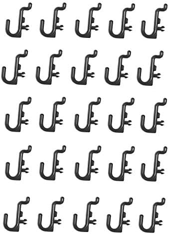 JSP Manufacturing Peg Board Plastic J Hook Style Hooks | Garage Tool Storage Craft Hooks Pegboard Asscessories (25, Black)
