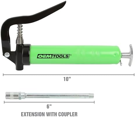 OEMTOOLS 87207 Mini Pistol Grip Grease Gun, Mini Grease Guns, Aluminum Grease Gun, Small Grease Gun, Maximum PSI of 2,900, Green