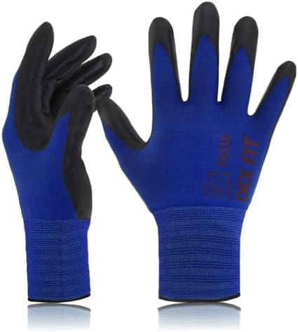 DEX FIT Nitrile Work Gloves FN330, 3D Comfort Fit, Touchscreen Grip Gloves for Warehouse, Construction, Package Handling, Delivery & General Work, Men & Women, Blue, XL, 1 Pair