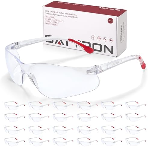 24 Pack Clear Safety Glasses, Protective Eyewear UV Protection & ANSI Z87.1, Safety Goggles Scratch & Impact Resistant Eye Protection for Men & Women - Ideal for Construction, Shooting, Lab Work
