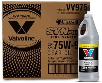 Valvoline SynPower SAE 75W-90 Full Synthetic Gear Oil 1 QT, Case of 12