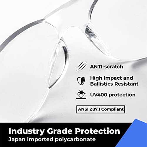 amoolo Clear Safety Glasses, ANSI Z87.1 Impact Resistant, 24 Pack, Adult