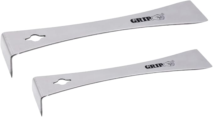 Grip 2 pc Stainless Steel Pry Bar & Scraper Set - 6" and 9" Pry Bar & Scraper - Removes Molding Around Doors, Flooring, Windows - Home, Garage, Barn, Workshop