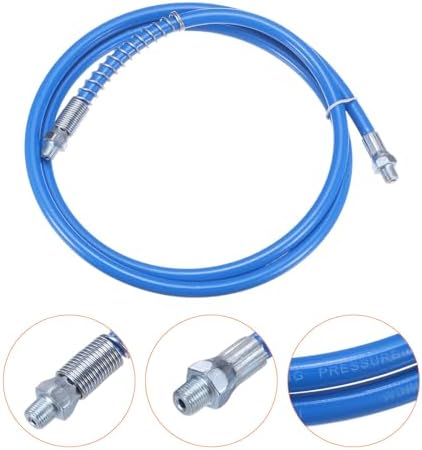 HARFINGTON Grease Gun Hose 59" 10000 PSI Spring Flex High Pressure Quick Release Grease Replacement with Coupler 1/8" NPT Threads for Grease Gun, Blue